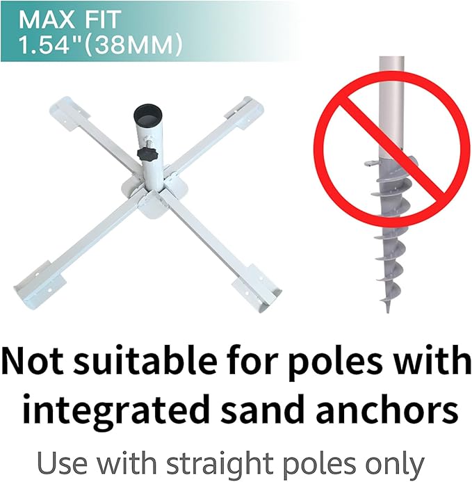 AMMSUN Foldable Portable Beach Umbrella Stand-Portable Patio Umbrella Base Holder,Outdoor Sunshade Anchor,with Weight Bag,Rust Free Tempered Iron Umbrella Stand for Courtyard,Garden,Beach,Grass
