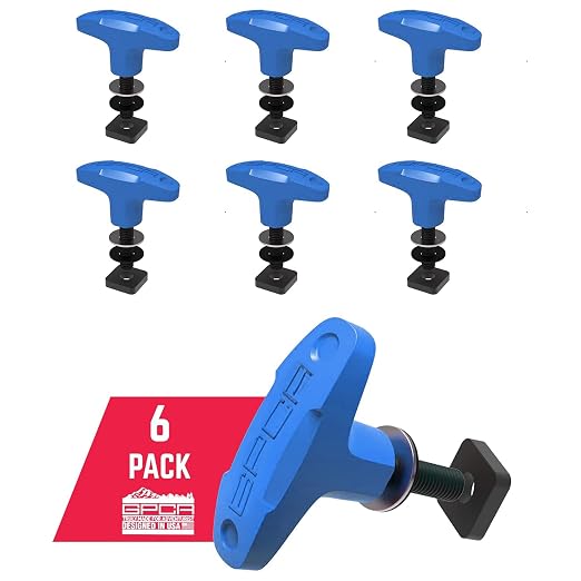 GPCA – Quick Release Tie Down Anchor/T-Handle Jeep JK Hardtop Bolts & Cargo Hooks for Jeep Wrangler Accessories JK 2007-2018, M8 25mm Thumbscrew, GP Anchor PRO w/Nut, 6 Pack (Blue)