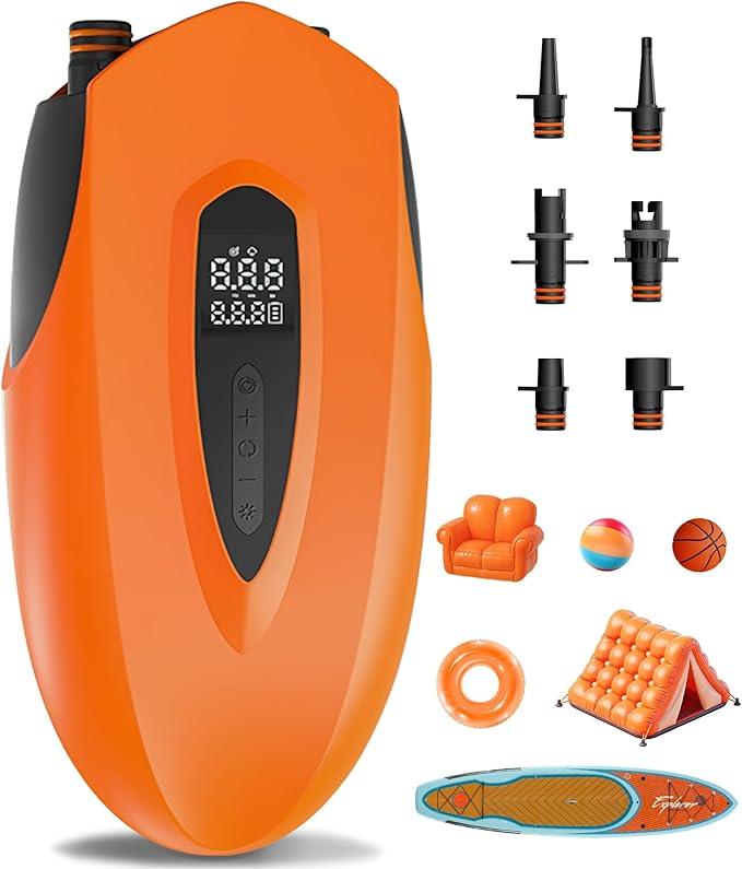 Fisca Paddle Board Electric Pump 20PSI, Portable Rechargeable Paddleboard Pump, 12000mAh Dual Stage Inflation Deflation Auto-Off Air Pump for SUP, Kayak, Inflatable Boat, Tent