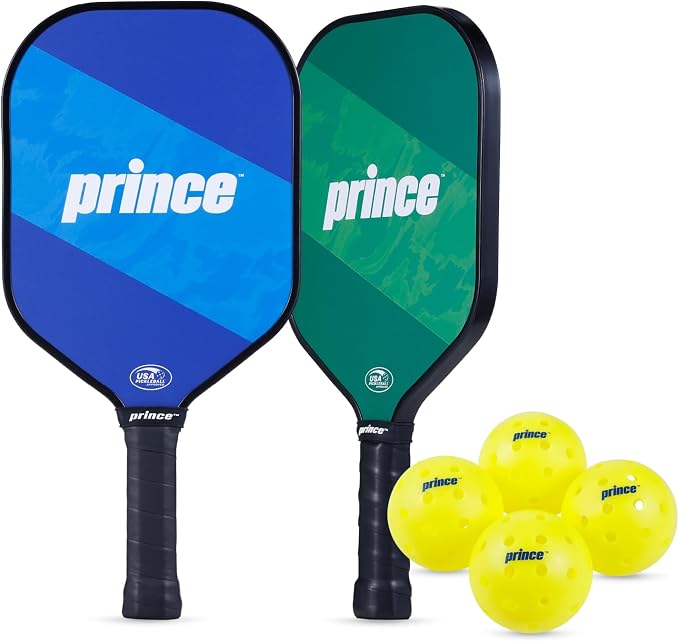 Prince - Pickleball Set for 6 Players with Paddles, Precision Engineered Pickleball Balls with 40 Holes Pattern, Ideal for Sports Enthusiasts