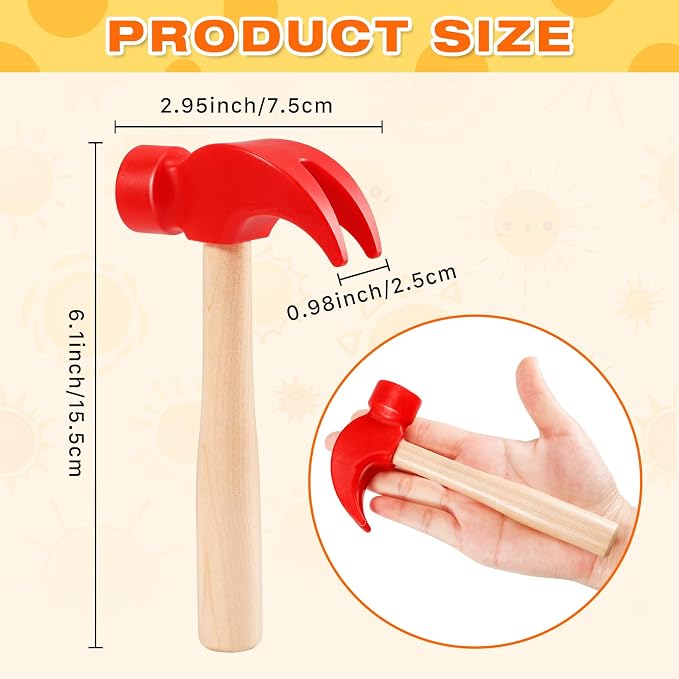 10 Pcs Wooden Hammer, 100 Colorful Wood Golf Tees, Small Plastic Hammers, Simulation Tool, Educational Kids Toy for School, Party Gifts