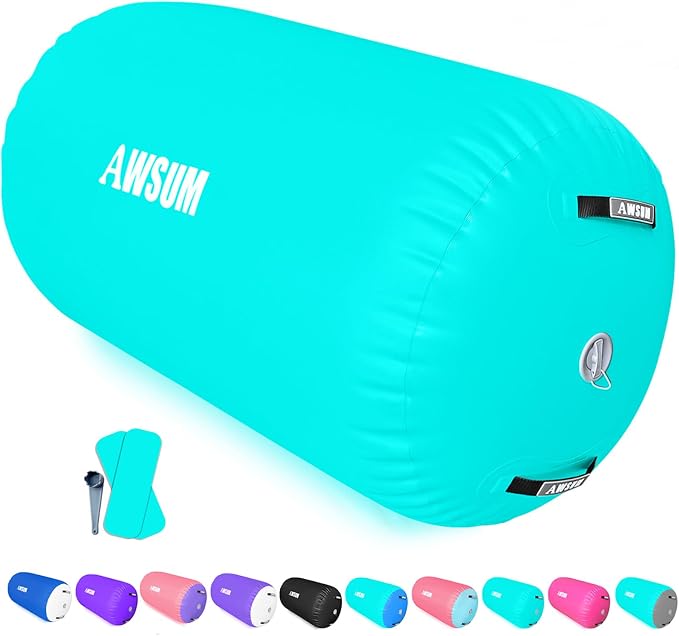AWSUM Gymnastics Barrel Tumbling Equipment Air Roller Training Inflatable Back Handspring Trainer for Octagon Tumble Mat Gym Cheerleading Home Use 1 PCS，No Electric Pump
