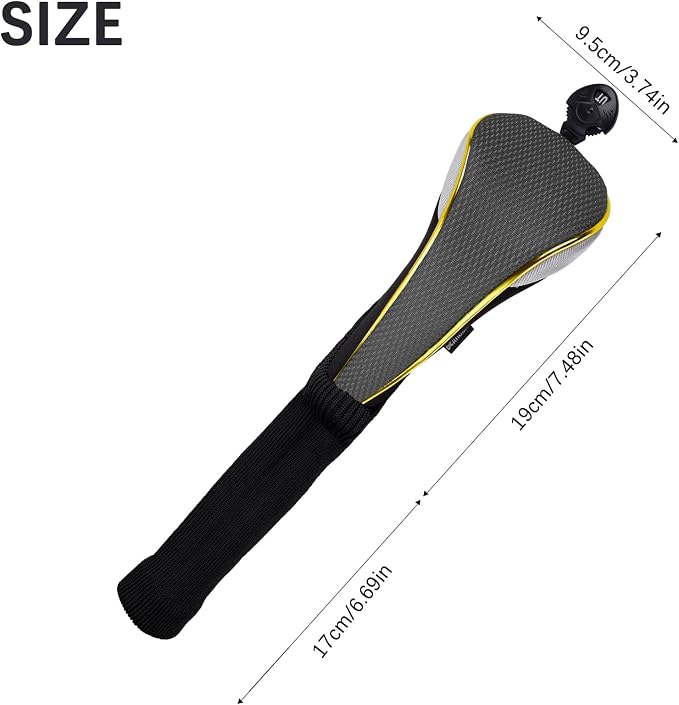 Andux 4Pcs/Set Long Neck Gold Golf Hybrids Club Head Covers with Dial No. Tag MT/HY15