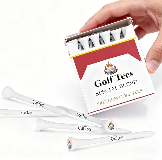 Premium Bamboo Golf Tees | 83mm (3.25") Wooden Tees | Golf Gifts for Men | Vintage-Style tee Case Golf Accessories for Men | Funny Golf Accessory for Golfers