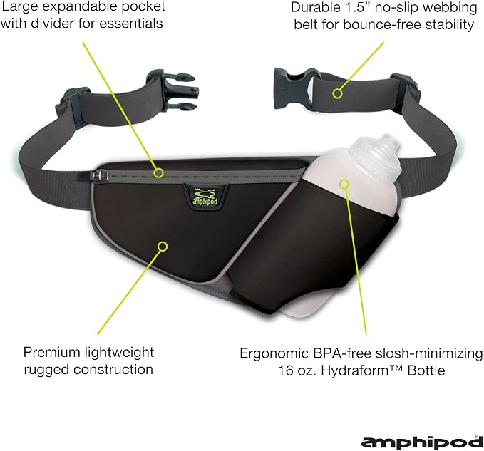Amphipod High Five-K Bottle Pack, Runners Hydration Waist Belt for 5K/10K, Ultra Running & Walking, Men & Women