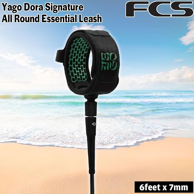 FCS All Round Essential Leash | Lightweight & Durable Surf Leash for 2-8ft Waves, in-Cuff Silicone Grip, Easy-Release Tab