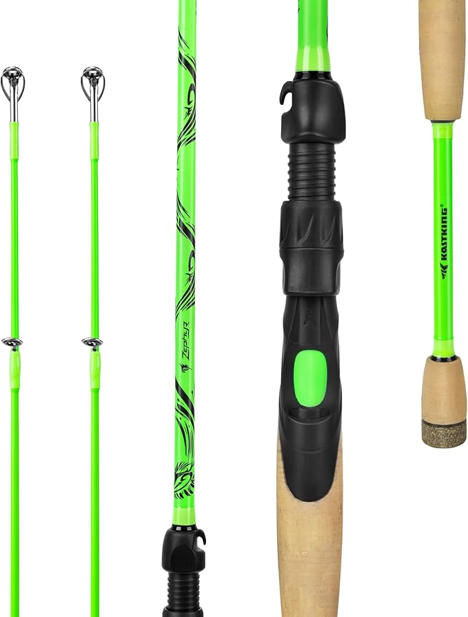 KastKing Zephyr Dual Tip Spinning & Casting Fishing Rods, Green | Lightweight IM6 Graphite Rod, Dual Tips Section for Different Powers, Built-in Hook Keeper, PTS Power Transition System
