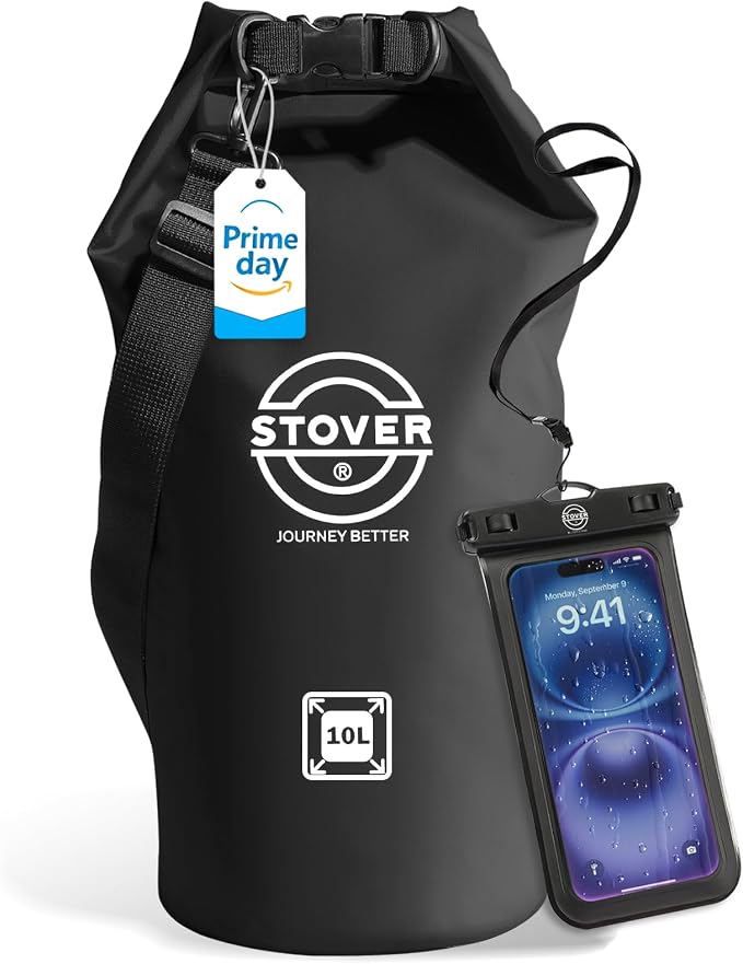 STOVER 5/10/25/30/40/55L Waterproof Dry Bag- Roll-Top Backpack w/Phone Case- Kayaking, Hiking, Camping, Boating- Men/Women