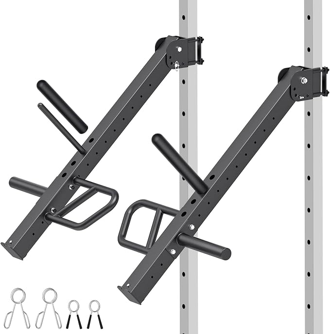 SELEWARE Squat Rack Attachment, Y-Shaped Dip Bar Attachment, Nordic Hamstring Curl Attachment and Lever Arms for 2x2 or 3x3 Power Rack with 5/8" or 1" Hole, Power Cage Accessories for Home Gym
