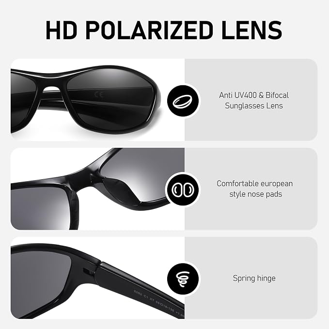 LKEYE Bifocal Reading Sunglasses Men Women Sports Style Sun Reader Wrap Around Build-In UV Protection Driving glasses LK6092