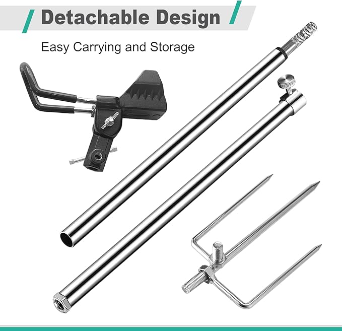 2/4 Pack Fishing Rod Holders, 360 Degree Adjustable Fishing Rod Holders for Bank Fising , Height Adjustable 25-36.6 Inch Multifunctional Stainless Steel Beach Fishing Rod Holder Fishing Gifts for Men