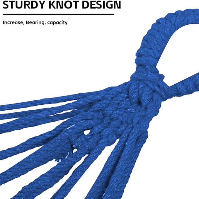 Cotton Canvas Hammock, Comfortable Fabric Camping Hammock with Tree Straps, Up to 440lbs with Travel Bag for Camping Outdoor/Indoor Patio Backyard(Blue, Without bar)