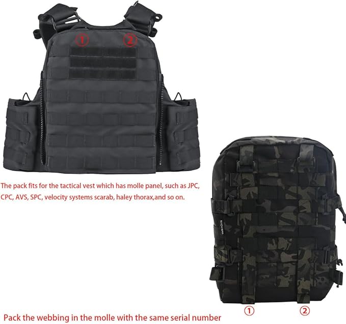 Tactical Mini Molle Hydration Pack,Molle Hydration Carrier with IFAK Pouch&US Flag&Med Patch,Hydropack for 2L Water Bladder