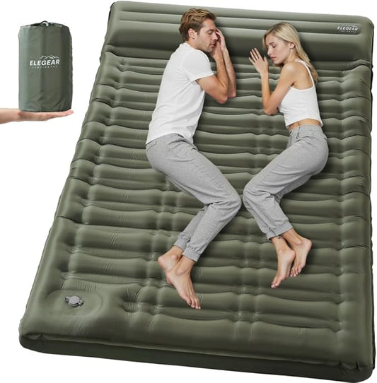 Elegear CumbreX™ Double Sleeping Pad for Camping, 5.5" Ultra-Thick Inflatable Camping Sleeping Pad 2 Person with Built-in Foot Pump, Portable Camping Sleeping Mat for Backpacking Hiking Tent, Full