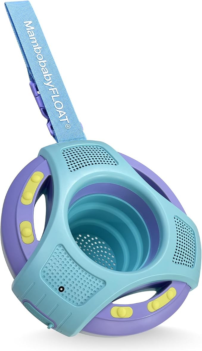 Mambobaby Floating Bluetooth Speaker with Collapsible Cup Holder, IPX7 Waterproof Shower Speaker with 360° Sound & LED Lights, Pool, with Versatile Hanging Strap, Great Gift for All Ages(Blue Purple)