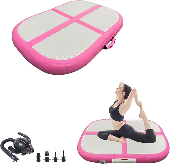 Gymnastics Air Roller Air Barrel Inflatable Tumbling Mat, Tumble Track Backhandspring Mat Gymnastic Equipment with Pump for Yoga Training Cheerleading Home Use