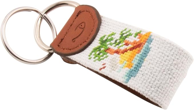 Leather Hand-Stitched Needlepoint Key Fob or Key Chain