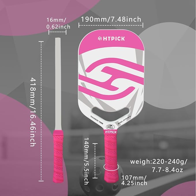 Pickleball Paddles | T700 Carbon Fiber Pickleball Paddle with Aero Throat | Hot-Press Moulding | 16mm Polymer Core | Specifically Engineered for Swing Speed and Manoeuvrability