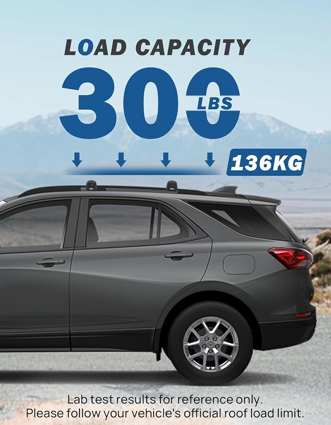 JOYTUTUS Anti-Theft Car Roof Rack Compatible with Chevy Equinox & GMC Terrain 2018-2024 with Side Rails, Aluminum Cross Bar for Rooftop Basket Cargo Carrier Luggage Bicycle Kayak Snowboard Canoe
