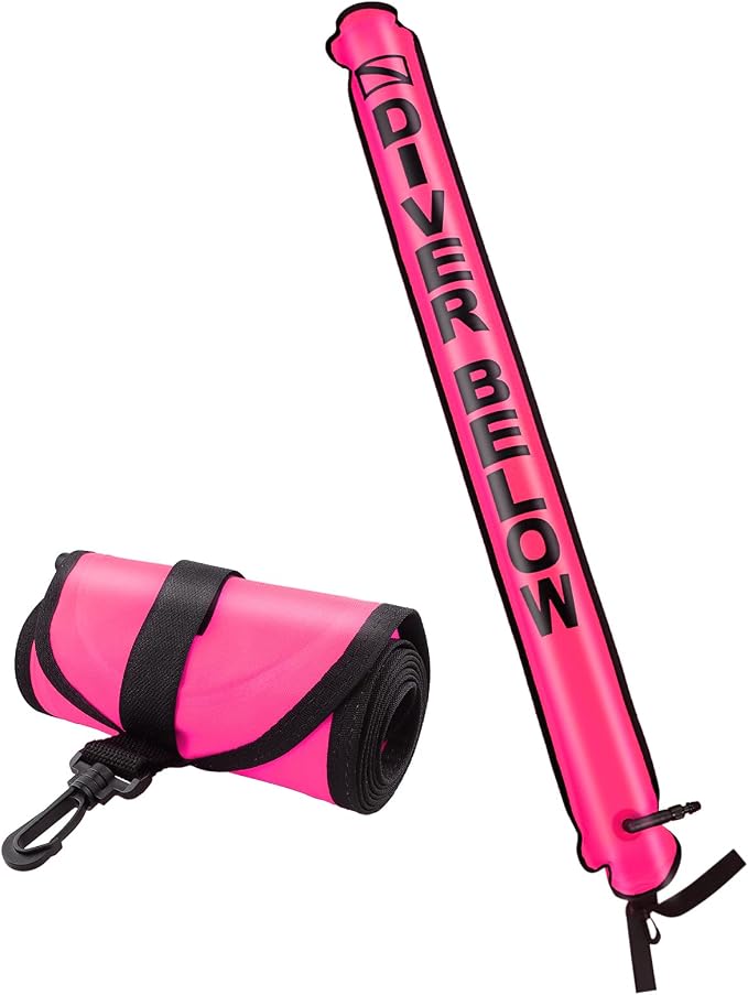 Surface Marker Buoy, Scuba Diving Surface Marker Signal Tube with Reflective Strip and Plastic Clip