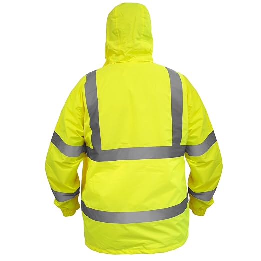 JORESTECH Hi-Visibility Waterproof Rain Jacket with Mesh Lining, ANSI/ISEA 107-2015 Class 3 Type R, Lightweight Wind-Resistant Safety Jacket