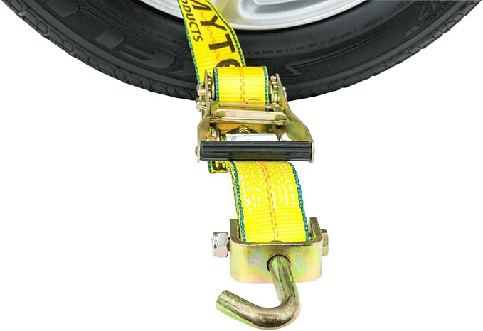 Mytee Products (4 Pack) 2" x10' Lasso Ratchet Strap with J Finger Hook Wheel Net Auto Tow Towing Car Hauler Tie Down