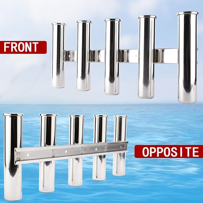 Deck-Mount Adjustable Fishing Rod Holder，Heavy Duty Top Mounted or Side Mounted Angle Removable Marine Stainless Steel Rotatable Rod Holder (S5)