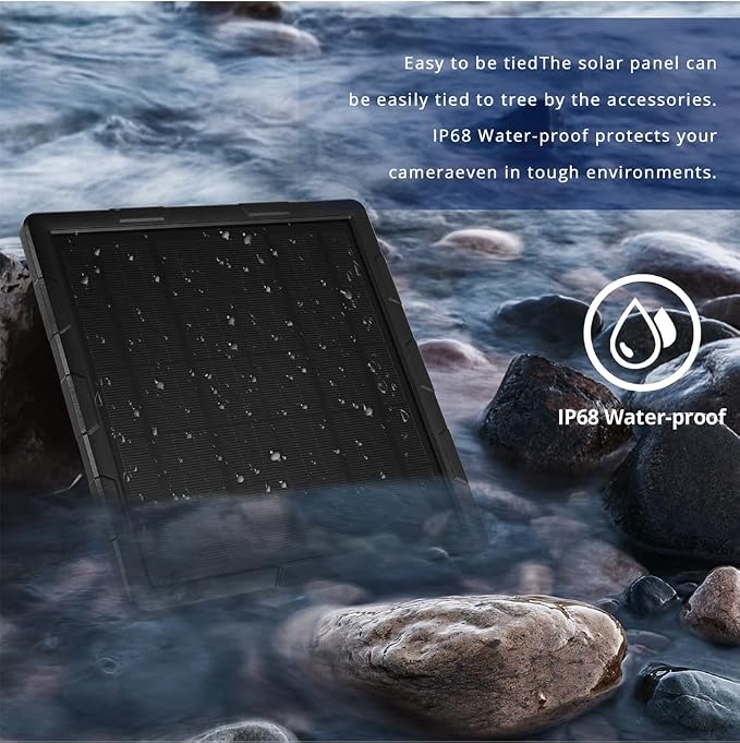Waterproof 5Watts 6000mAh Mini Size Solar Panel,Type-C Phone Charging Solar Charger Kit 6V/12V for Outdoor Trail Secruity Camera 12V LED Lights BL6A