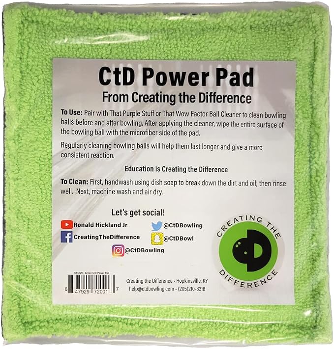 Creating the Difference Power Pad | Microfiber Bowling Ball Cleaning Towel | Bowling Ball Cleaner | Removes Dirt & Oil | Bowling Supplies & Accessories