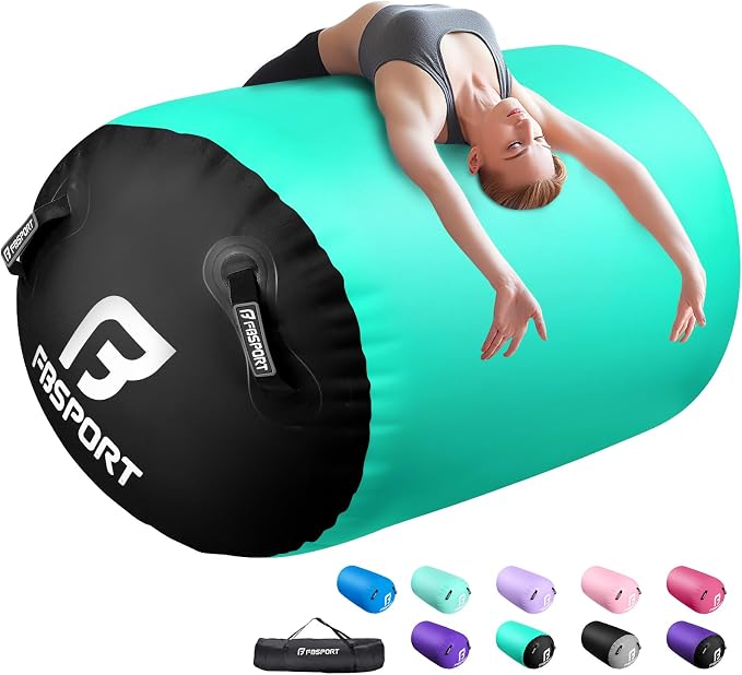 FBSPORT Air Roller Gymnastics Barrel, Inflatable Gymnastics Air Roller Inflatable Air Gymnastics Mat for Yoga Cheerleading Training Home Outdoor Indoor Use
