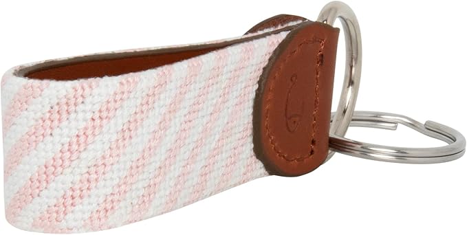 Leather Hand-Stitched Needlepoint Key Fob or Key Chain