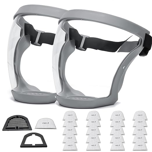 Anti-Fog Full Face Active shields Protection Visible Expression Transparent Breathable Comfortable Adults Reusable (White, 2PCS), JZY-0010