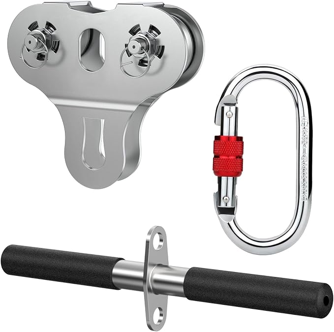 Zipline Pulley, 304 Stainless Steel Tandem Speed Double Pulley for 1/4 5/16 3/8 Cable Backyard Zipline, Hauling, Rigging and Commercial Purposes