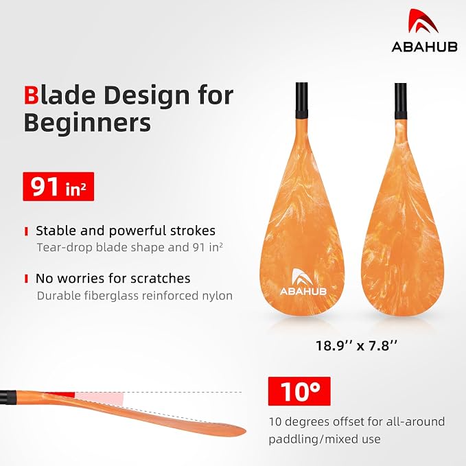 Abahub 3-Piece Stand up Paddles, Lightweight Paddleboard Paddle Oars for Paddleboard, Adjustable Aluminum Alloy Shaft 68" - 84"