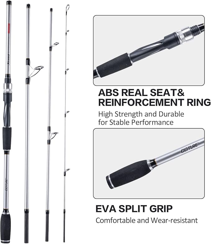 Goture 4-Piece Travel Carbon Fishing Rod M/MH Action 6.6-12ft Multi-Colors | Goture multi-spec travel fishing rods adopt upgraded high-grade carbon fiber blank with premium Fuji line guides