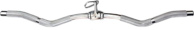 Lat Cable Machine Attachment Curl Pulldown Barbell Revolving Bar, Multi-Exerciser Cable Attachment, Solid Steel Tricep Press Down Bar with Rubber Handgrips & Revolving Hanger