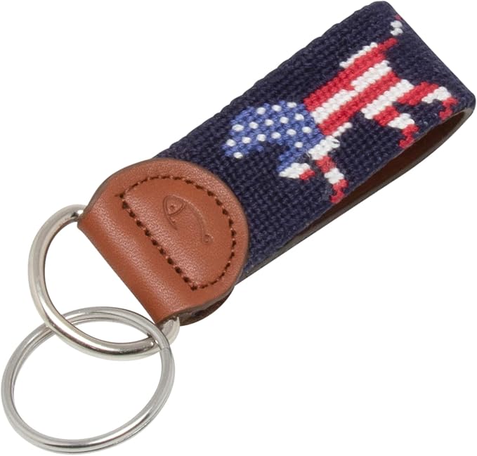 Leather Hand-Stitched Needlepoint Key Fob or Key Chain