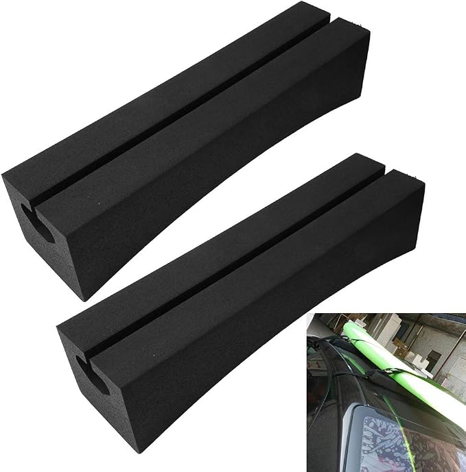 Soft EVA Car Roof Racks Bars for Surfboard Kayak Stand Up Paddle, Easy to Carry and Store, Effective Car Roof Rack for Adventures, Black, 2 Pack