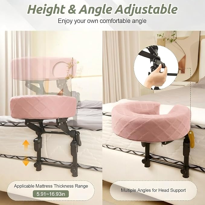 Massage Headrest for Bed, Adjustable Massage Face Cradle at Home, Portable Massage Table Kit for Sleeping Mattress, Face Down Pillow After Eye Surgery (Pink Basic Set)