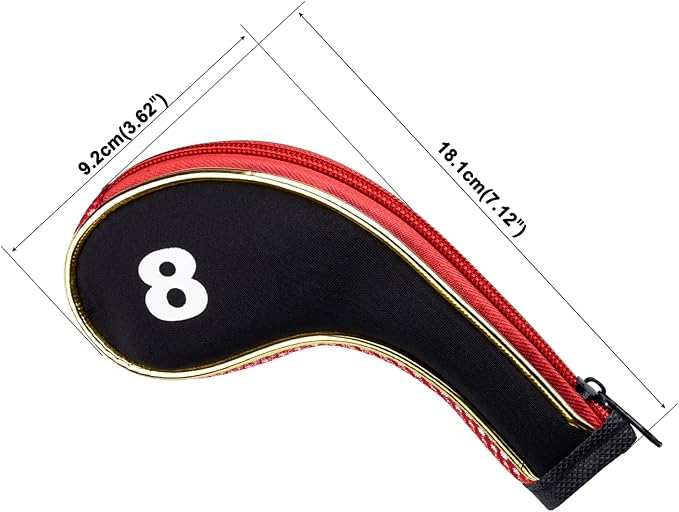 Andux Gold Golf Iron Club Head Covers No. on Both Sides Long Neck with Zipper 12pcs/Set