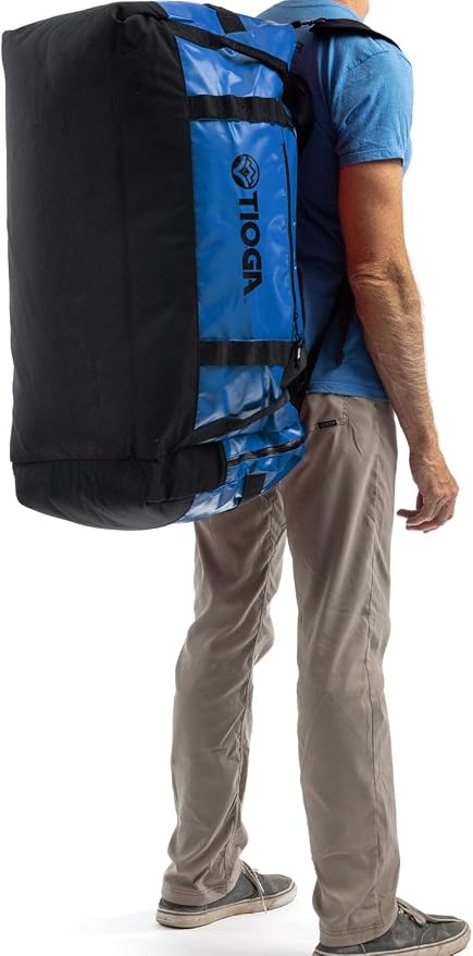TIOGA Venture Outdoor Duffel Bag with Backpack Straps, Weather Resistant, Rugged Construction, Gear Hauling for Outdoor Adventures, Extra Large / 90L, Blue
