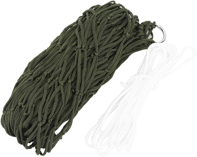 Outdoor Camping Hammock Single Person Breathable Nylon Mesh Net with Rope Lightweight Compact for Hiking Beach Garden Travel(Green)
