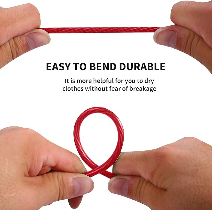 30M Steel Core Outdoor Washing Line Heavy Duty Super Washing Line Load 220kg Rust Proof Waterproof Garden Washing Line (Diameter 4mm, Red)