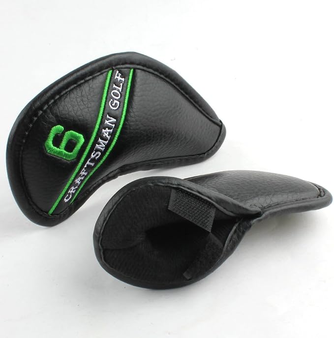 CRAFTSMAN GOLF 12pcs or 1pc Black Leather Golf Iron Head Covers Set Headcover Colorful Number Embroideried for Callaway Ping Taylormade Cobra Also Custom Version w/Your Name