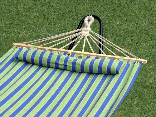 Bliss Hammocks Caribbean Hammock, 48 Inch Wide Bed with Detachable Pillow & Zinc-Coated Hardware - 265 Pound Capacity, Mediterranean Stripe