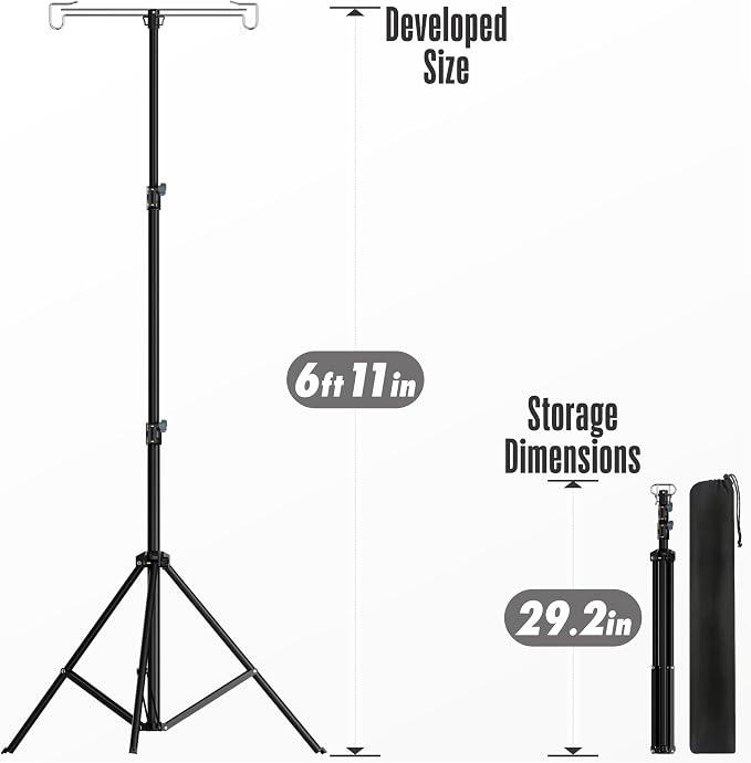 Telescopic Height Adjustable Camping Lantern Tripod Stand - 2-Hook Lantern Hanger for Outdoor Camping/RV/Tent