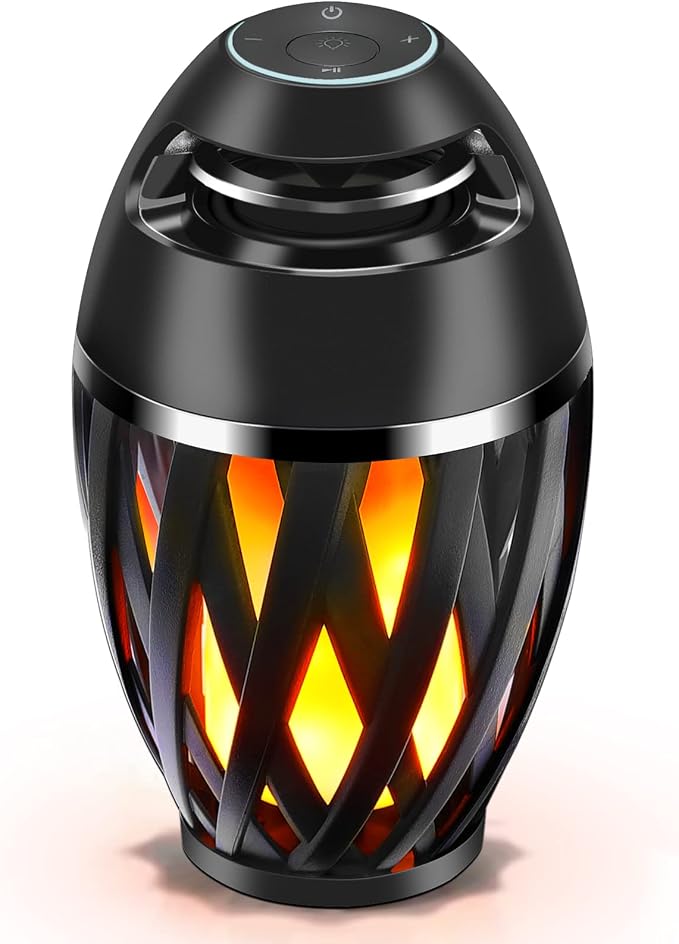 Flame Light Speaker, Led Flame Speakers Torch Atmosphere Bluetooth Speakers & Outdoor Portable Stereo Speaker with HD Audio and Enhanced Bass Flickers Warm Lamp for iPhone/iPad/Android
