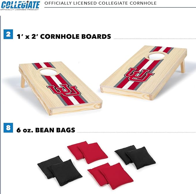 Wild Sports College Portable Size 1' x 2' Solid Wood Cornhole Set with Direct Print HD Team Graphics – Travel Size