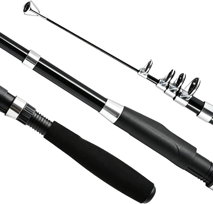 2pcs 5.9FT Fishing Rod and Reel Combo, Telescopic Carbon Fiber Poles