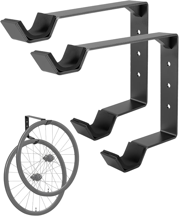 Bike Wheel Rack Wall Mount 2 Pack, Heavy Duty Carbon Steel Vertical Bicycle Wheel Storage Hanger Holder for Garage, Indoor Spare Tire Wheelset with Soft Padding
